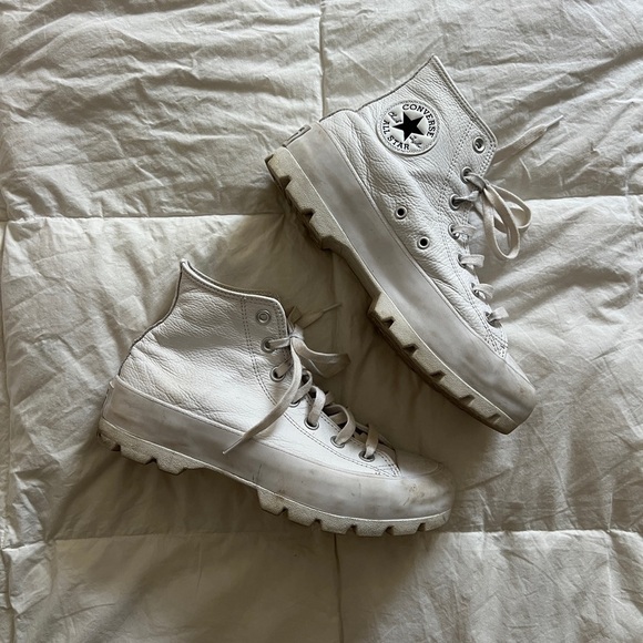 Converse All Star White Leather High-Tops - Picture 1 of 6